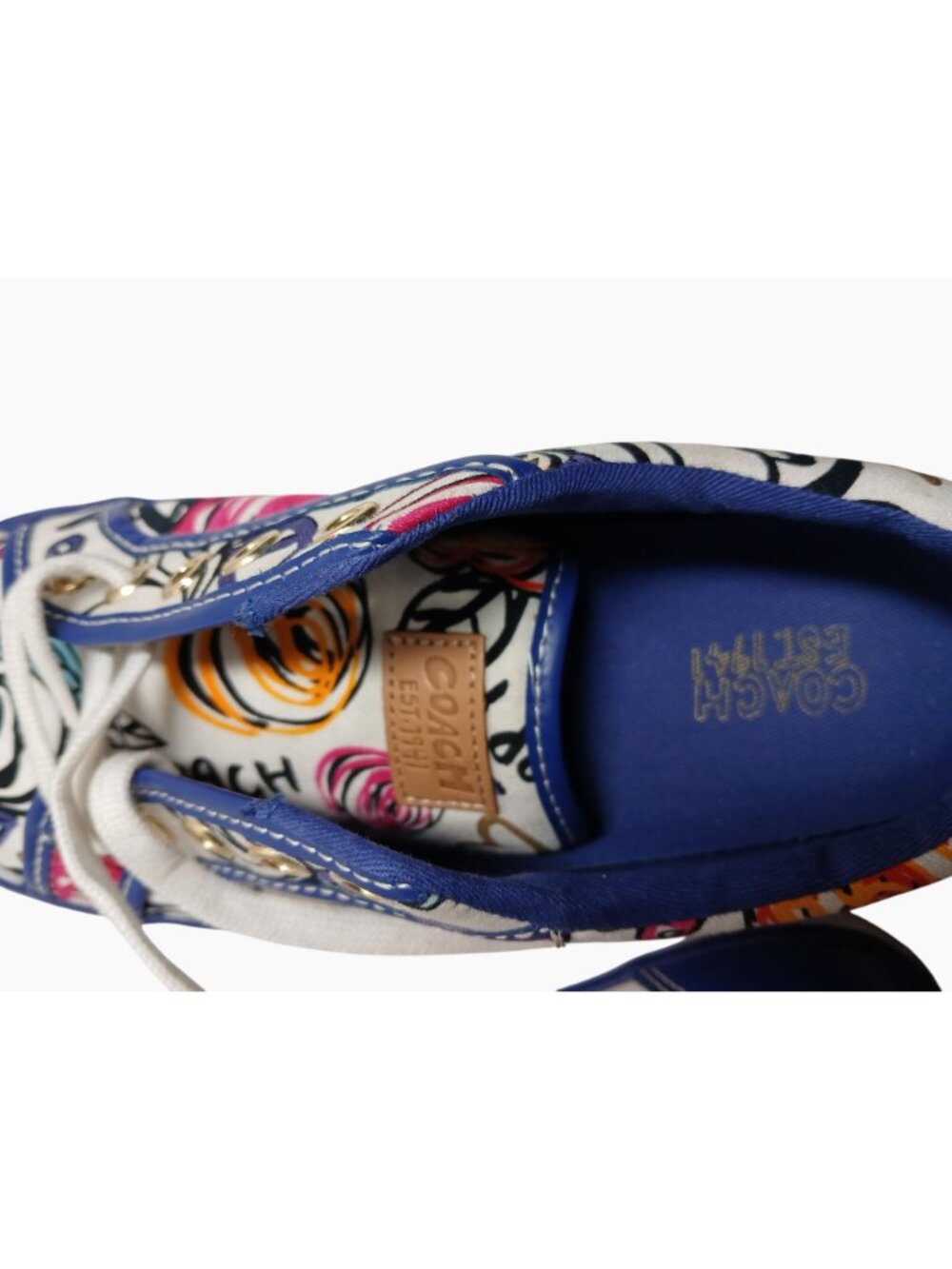 Coach Womens Poppy Graffiti Canvas Sneakers Size 8 Floral Casual Shoes Retro - Picture 13 of 15